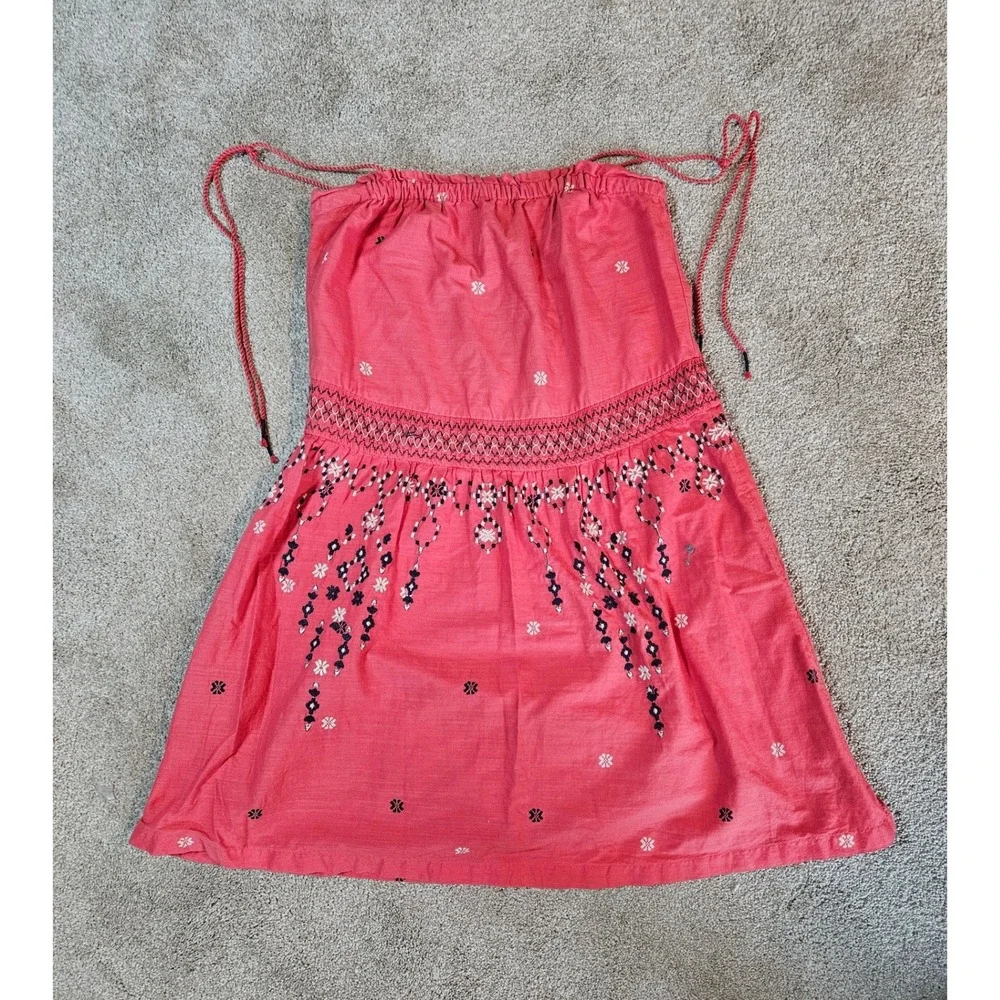 Abercrombie &‎ Fitch Midi Skirt Womens XS Coral Embroidered Boho Peasant Cottage